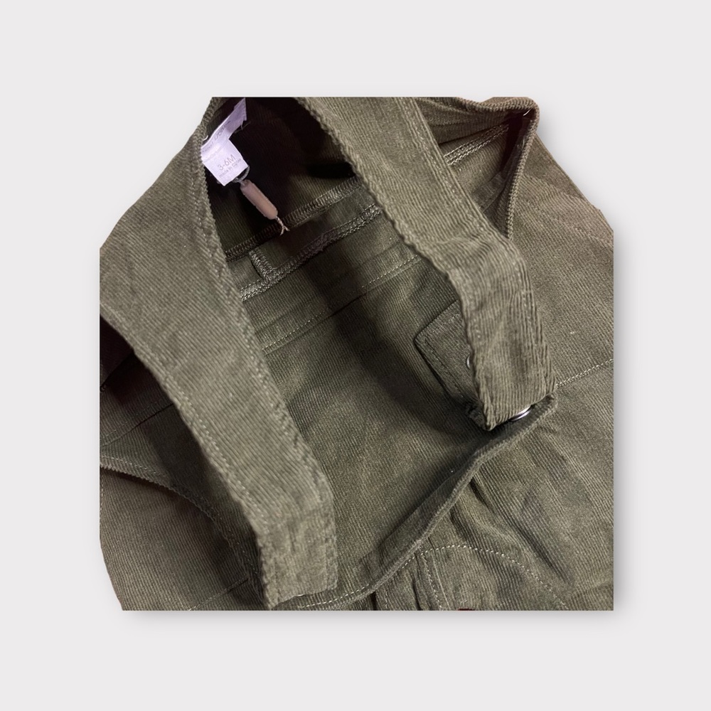 Angel Dear Dark Green Corduroy Pocket Romper - Picture 3 of 9